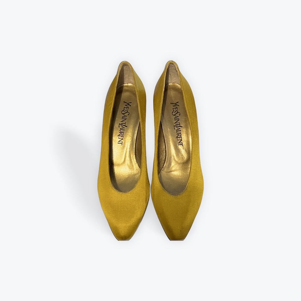 Vintage Yves Saint Laurent Satin Kitten Heel Pumps. Size 7. - Picture 1 of 7